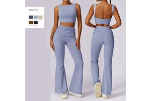 Spring Summer Tight Fashion Leisure Sports Suits Breathable and Quick Drying Fitness & Yoga Wear Backless Wrinkle Women's Sets