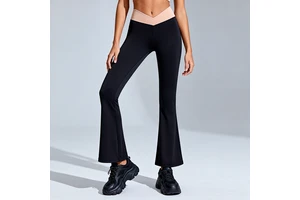 OEM Women's Plus Size High Waist Butt Lifting Flared Leg Yoga Pants Four-Way Stretch Sweat-Wicking Breathable Fabric for Workout