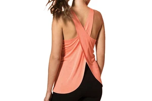 Women's Angular Sports Custom Logo Printed Cross Back Strappy Yoga Vest Loose Fit Jersey Quick Dry Breathable Spring