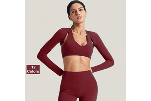 Wholesale Pilates Clothing Fashion Slim Workout Sexy Cropped Smock Custom Fitness Yoga Tops Long Sleeve Crop Top for Women