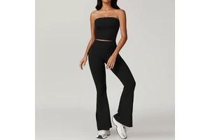 Custom Yoga Set Yoga Tank Top High Waist Flare Workout Sports Sets Stretchy Breathable Women Activewear Gym Fitness Sets Women