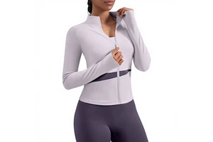 Women's Zipper Stand Collar Sportswear Long Sleeve Top Solid Color Yoga Workout Jacket 2 in 1 Design Spandex/Nylon Tight Fit