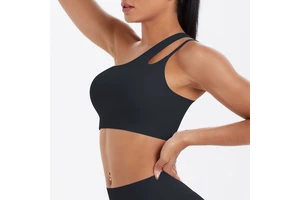 Women's Double Layer Nylon Single Strap Sports Bra Running Yoga Fitness Top