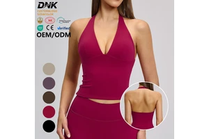 EBX4201 Yoga Deep V-Neck Padded Tank Top with High Elasticity Hollow-Back Design for Outdoor Running Fitness and Sports