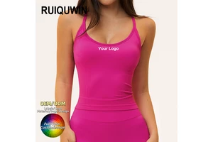 RUIQUWIN Wholesale Women's Quick-Dry Sports Bra Breathable Cross-Back Yoga Top with High Support for Outdoor Running Vest