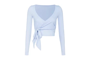 Luxury Fashionable With Side Tie Rope Ballet Wrap Top Deep V-neck Yoga Fitness Gym Wear Stylish Trendy Women's Top