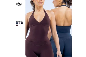 Cross V-neck Halter Backless Design Yoga Tops for Women Leisure Fashion Simple Outside Sleeveless Wholesale Custom Sports Top
