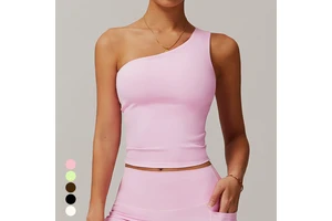Oblique Single Shoulder Yoga Bra Yoga Vest Quick Drying Sports Top Running Fitness Vest for Women Breathable Fitness Bra
