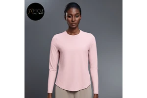 Fall Casual Yoga T-Shirt Round Neck Loose Fit Slimming Fitness Top Versatile Workout Long Sleeve Shirt for Women Athletic Wear