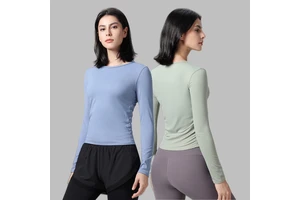 Tight-Fitting Sports Long-Sleeved Slimming Sports Top Breathable Casual Yoga Wear for Fitness Elastic Comfortable Nude Yoga Top