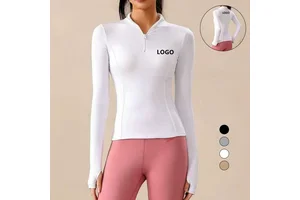 Half-Zip Breathable for Womens Long-Sleeve Professional Running Sports Top Yoga T-Shirt Tight Training Wear Plus Size