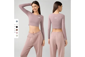 Women's Lightweight Long Sleeve Yoga Top Fall Winter Fitness Clothing High Elastic Breathable Soft Material Seamless Design