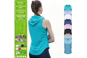 Hooded Vests Breathable Gym Women's Girl Custom Sleeveless Quick Dry Polyester Tank Top Sports Fitness & Yoga Wear for Women