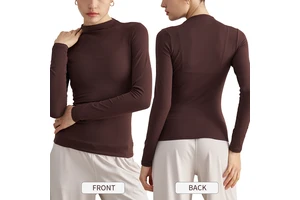 ADCX42012 Women High Neck Long Sleeves Fitness Yoga Tops Soft Outdoor Sportswear