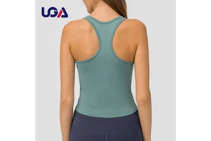Top Quality Medium Support Yoga Bra Workout Running Fitness Vest Racerback Rib Fabric Sleeveless Gym Leisure Tank Top