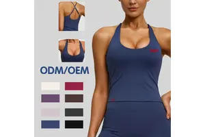 Sleeveless Yoga Tank Top Built in Bra Racerback Stretchy Nylon for Women Workout Wholesale