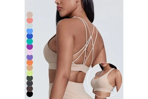 Thin Shoulder Strap V Neck Cross Back Workout Bra High Elastic Sport Underwear Sleeveless Fitness Yoga Top Sports Bra for Women