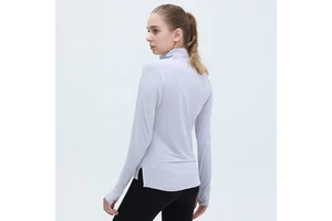 Lady Yoga Sportswear Breathable 1/4 Half Zipper Collar Long Sleeve Shirts