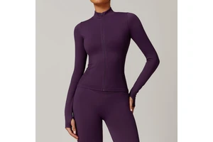 Custom Women's Seamless Yoga Jacket Long Sleeve Zippered Sportswear Quick-Dry Four-Way Stretch Athletic Top