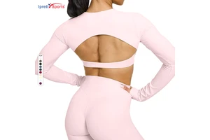 Women's Sports Long Sleeve T-Shirt Open Back Fitness Clothing Elastic Breathable Yoga Top High Quality Women's Crop Tops