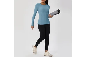 Women's Autumn/Winter Long-Sleeve Tight-Fit Yoga Sports Top Polyamide Highly Elastic Bare-Feel Quick-Drying