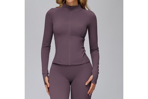 Wholesale Custom Logo Women's Fitness Sports Zipper Jacket with Collar Long Sleeved Slimming Running Gear Quick Dry Yoga Top