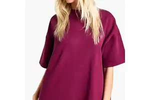 Oversized Women's Canvas T-Shirt From Pakistan Comfort & Cool Style Casual Plus Size Solid Pattern Breathable Logo Puff Printing