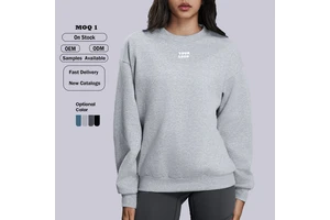 Sports Fitness Women's Winter Casual Loose Top Velvet Sweater Crew Neck Long Warm Sleeve Yoga Sweatshirts Top