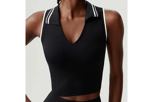 Custom High Quality Women's Sleeveless Quick-Drying Vest Fitness Yoga Running Sports V-Neck Tennis Top with Chest Pad