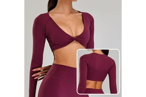 High Quality Women's Nylon/Spandex Breathable Quick Dry Nude Feeling Yoga Crop Top Lightweight Seamless Sports Fitness Tight