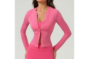 YIYI High Collar Yoga Tops for Women Stretchy Slim-Fit Gym Sports Casual Tops Long-Sleeve Yoga Jackets Women