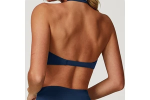 Cloud-Sense Breathable Halter Neck Yoga Bra Deep V Neck Tight-Fit Outdoor Sports Running Fitness Solid Pattern Top