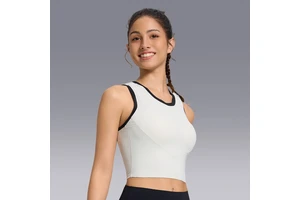 Custom Nylon Spandex High Stretchy Sleeveless Workout Sports Crop Tops Quick Dry Racerback High Support Gym Yoga Tank Tops