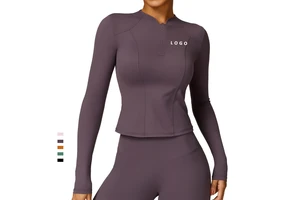 Women Girls Stretchy Super Soft Quick Dry Compression Slimming Long Sleeve Yoga Sports T Shirt Fitness Top