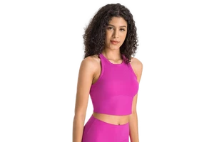 Woman Sports Nylon Spandex Breathable Crop Top Plain Gym Fitness Tank Top with Active Racer Back for Women Yoga Running Vest