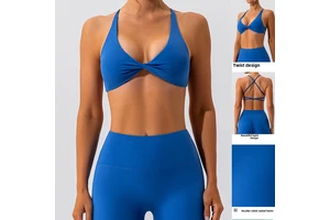 Women's Cross-Back Sports Bra Quick-Drying Yoga Vest for Running Fitness Naked Yoga Suit with Padded Style