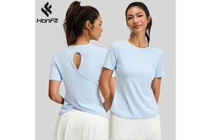 New Design Short Sleeve Tshirts Quick Dry Breathable Gym Workout Training Fitness Yoga Tops for Women