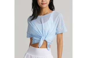 2025 Women's Light Weight Transparent Reversible Wear Yoga Tshirt Breathable Short Sleeve Side Split Running T-shirts