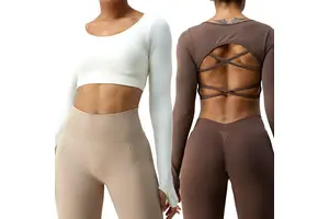 Hot Selling 2025 New Lulu Sports Fitness Clothing-Women's Quick Dry Seamless Long Sleeve Yoga Top Set of Sports Fitness Clothing