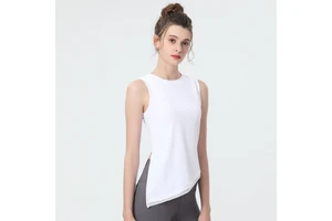 Aoyema Wholesale Solid Color Breathable Open Side Yoga Clothes Workout Sleeveless T-shirt Running Smock Tank Top Loose GYM Vest
