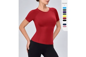 Gym Shirt Custom Logo 85% Polyester 15% Spandex Light Weight Women Sportswear Yoga Tops Activewear Training Gym Workout T Shirt
