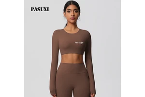 PASUXI Women's Quick Dry Fitness Tops Long Sleeve Running Shirt Brushed Yoga Clothes Breathable Moisture Wicking Sportswear