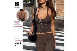 2026 New Halter-Neck Thin-Strap Yoga Sports Tank Top Sweat-Wicking Spandex/Nylon Running Fitness Women's tank Top