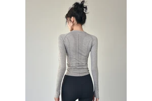 Customizable same-style yoga top for women in autumn and winter, slim-fitting long-sleeved running, pilates and fitness wear