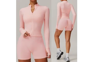 Custom logo Zipper Tight Running Sports Tops Workout Fitness Jacket Training Quick-drying Long-sleeved Yoga Clothes for Women