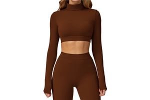 New Arrival Women's Brushed Yoga Long Sleeve Crop Top Open Back Hollow Front Active Stretch Quick Dry Skin Friendly Running Gym