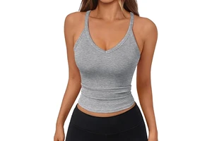 Women's Seamless Sweat-Wicking Quick Dry Breathable Plus Size Ribbed V-neck Crop Top Yoga Tank Top Regular Fit OEM ODM Private