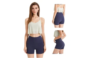 Summer New Women's Sports Tank Top Built-in Cross Back Bra Chiffon Eco-Friendly Quick Dry Breathable Outdoor Yoga Running Top