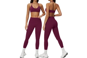 European and American Sanding Yoga Suit Women's Lightweight Quick-Drying Bra Fitness Suit 2-Piece Set Outdoor Running Shorts