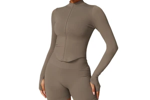 Women's Summer Stand Collar Fitness Sports Tops Long Sleeve Zipper Quick-Drying Yoga Tight for Bodybuilding Size Breathable